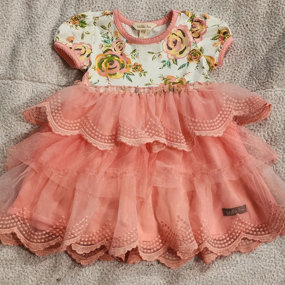 Matilda Jane White and Pink Puff Sleeve Sundress